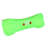 Пенал-косметичка школьный, силиконовый, Кость, салатовый