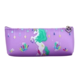 Пенал-косметичка школьный силиконовый для девочек «Единорог» / сиреневый