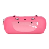 Пенал-косметичка школьный силиконовый для девочек «Котик» / розовый