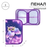 Пенал школьный твердый вкладка внутри, 140 х 210 мм, тканевый, Calligrata Block «Совушка»