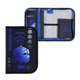 Пенал школьный твердый 140 х 210 х 40 мм, откидной карман и косметичка, тканевый, Calligrata Content «Робот»