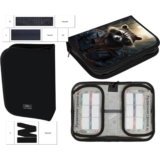 Пенал школьный 1 секция твердый тканевый / 130 х 210 х 40 мм / 2 откидные планки