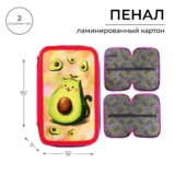 Пенал школьный твёрдый 2 секции для девочки / 125 х 205 х 40 мм