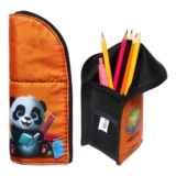 Пенал-тубус школьный, 85 х 210 х 65 мм, мягкий, тканевый, Calligrata, «Панда»