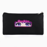 Пенал школьный мягкий 20х11 см, 1 сентября: Аниме глаза, текстиль, черный