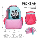 Рюкзак школьный, 37 х 26 х 13 см, эргономичная спинка, Calligrata ОРТ «Котик панда»