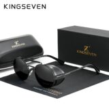 KINGSEVEN Ретро круглые солнцезащитные очки из нержавеющей стали