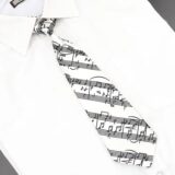 Детский узкий галстук из полиэстера с музыкальными нотами