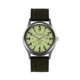 Мужские спортивные часы T-GOER кварцевые зелёные со светящимися стрелками