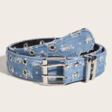 Двухрядный звездчатый ремень из денима Y2K
