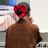 Красные шелковые повязки для волос в форме сердца