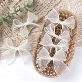 6 шт., белые кружевные заколки с бантом для девочек