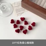 MOONBIFFY Маленькие бархатные заколки-крабы с сердечком и цветочком