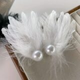 Черно-белые перьевые заколки для волос