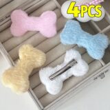 Милые плюшевые заколки для волос 4 шт.