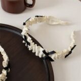 Хлопковый ободок с бантом белый+черный
