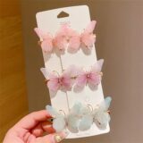 6 шт., заколки-бабочки, сплав, для девочек