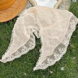 Милый цветочный треугольный шарф для волос для женщин и девочек, квадратный шарф, повязка на голову, корейский французский пасторальный головной убор, летний кружевной головной убор